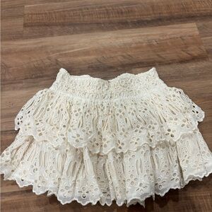 Free People Cream Eyelet Tiered Mini Skirt